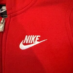 Boys Red Nike Zip Up Hoodie